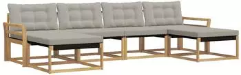 vidaXL Outdoor-Sofagarnitur 6-tlg. wei&szlig; und hellgrau (3388949)