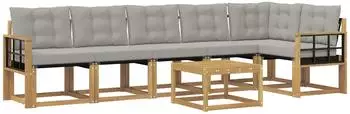 vidaXL Outdoor-Sofagarnitur 7-tlg. wei&szlig; und hellgrau (3389553)
