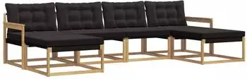 vidaXL Outdoor-Sofagarnitur mit Kissen, 6-tlg., wei&szlig; und schwarz (3388942)