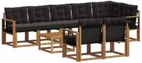 vidaXL Outdoor-Sofagarnitur 9 stk. Nat&uuml;rlich und Schwarz