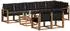 vidaXL Outdoor-Sofagarnitur 9-tlg. natur und schwarz (3368815)