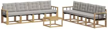 vidaXL Outdoor-Sofagarnitur 9-tlg., wei&szlig; und hellgrau (3389337)