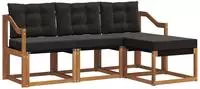 vidaXL Outdoor-Sofagarnitur 4 stk. Nat&uuml;rlich und Schwarz