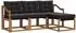 vidaXL Outdoor-Sofagarnitur mit Kissen, 4-tlg., natur und schwarz (3368555)
