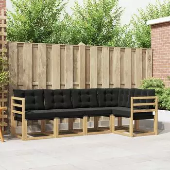 vidaXL Outdoor-Sofagarnitur mit Kissen, 5-tlg., wei&szlig; und schwarz (3389466)