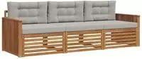 vidaXL Outdoor-Sofagarnitur 3 stk. Natur und Hellgrau