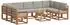 vidaXL Outdoor-Sofagarnitur mit Kissen, 10-tlg., natur und hellgrau (3367009)