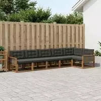 vidaXL Outdoor-Sofagarnitur 6 stk. Natur und Schwarz