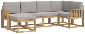 vidaXL Outdoor-Sofagarnitur 6-tlg., wei&szlig; und hellgrau (3387870)