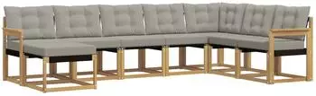 vidaXL Outdoor-Sofagarnitur 8-tlg. wei&szlig; und hellgrau (3389757)