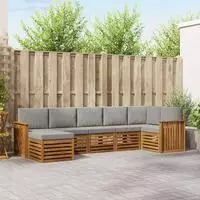 vidaXL Outdoor-Sofagarnitur 7 stk. Nat&uuml;rlich und Hellgrau