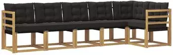 vidaXL Outdoor-Sofagarnitur mit Kissen, 6-tlg., wei&szlig; und schwarz (3389514)