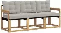 vidaXL Outdoor-Sofagarnitur 3 stk. Wei&szlig; und Hellgrau