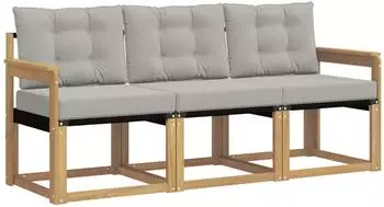 vidaXL Outdoor-Sofagarnitur 3-tlg. wei&szlig; und hellgrau (3389157)