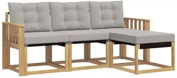 vidaXL Outdoor-Sofagarnitur 4-tlg. wei&szlig; und hellgrau (3389353)