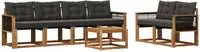 vidaXL Outdoor-Sofagarnitur 7 stk. Natur und Schwarz