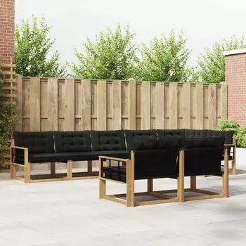 vidaXL Outdoor-Sofagarnitur mit Kissen, 8-tlg., wei&szlig; und schwarz (3388810)