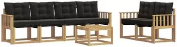 vidaXL Outdoor-Sofagarnitur mit Kissen, 7-tlg., wei&szlig; und schwarz (3389234)