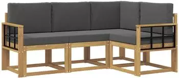 vidaXL Outdoor-Sofagarnitur 4-tlg., wei&szlig; und anthrazit (3387571)
