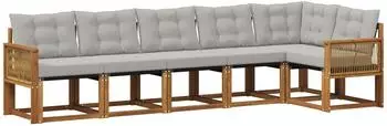 vidaXL Outdoor-Sofagarnitur 6-tlg. natur und hellgrau (3381987)