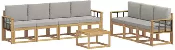 vidaXL Gartenlounge-Set 8-tlg. Polyester, wei&szlig;/hellgrau (3387360)