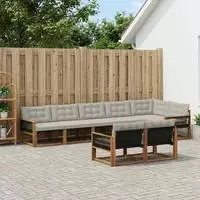 vidaXL Outdoor-Sofagarnitur 8 stk. Nat&uuml;rlich und Hellgrau
