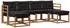 vidaXL Outdoor-Sofagarnitur 6-tlg. mit Kissen, natur/schwarz (3368919)