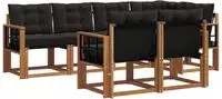 vidaXL Outdoor-Sofagarnitur 7 stk. Nat&uuml;rlich und Schwarz