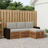 vidaXL Outdoor-Sofagarnitur 4 stk. Nat&uuml;rlich und Hellgrau