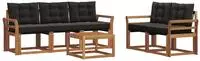 vidaXL Outdoor-Sofagarnitur 6 stk. Natur und Schwarz