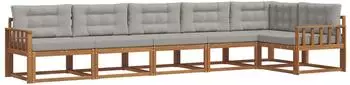 vidaXL Outdoor-Sofagarnitur mit Kissen, 6-tlg., natur und hellgrau (3367644)