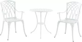 casa.pro Vena Bistro-Set 3-teilig, Aluminiumguss, wei&szlig;