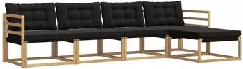 vidaXL Outdoor-Sofagarnitur mit Kissen 5-tlg., wei&szlig; und schwarz (3388578)