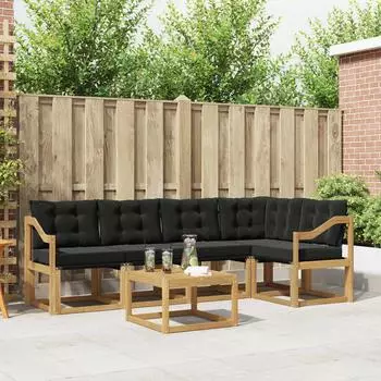 vidaXL Outdoor-Sofagarnitur mit Kissen, 6-tlg., wei&szlig; und schwarz (3389510)