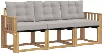 vidaXL Outdoor-Sofagarnitur 3-tlg. mit Kissen, wei&szlig; und hellgrau (3389161)