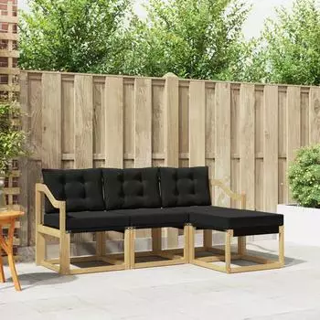 vidaXL Outdoor-Sofagarnitur mit Kissen 4-tlg., wei&szlig; und schwarz (3389366)