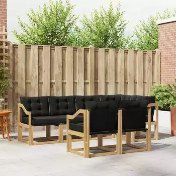 vidaXL Outdoor-Sofagarnitur mit Kissen, 7-tlg., wei&szlig; und schwarz (3389582)