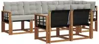 vidaXL Outdoor-Sofagarnitur 7 stk. Natur und Hellgrau
