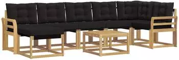 vidaXL Outdoor-Sofagarnitur mit Kissen, 8-tlg., wei&szlig; und schwarz (3389718)
