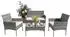 Relaxdays Gartenmöbel-Lounge-Set 4-teilig, Rattan, grau/creme