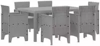 vidaXL Garten Essgruppe 7 stk. Hellgrau Polt Rattan