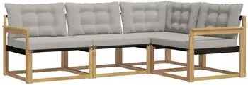 vidaXL Gartenlounge-Set 4-tlg. wei&szlig; und hellgrau (3388629)