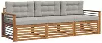 vidaXL Outdoor-Sofagarnitur 3 stk. Natur und Hellgrau