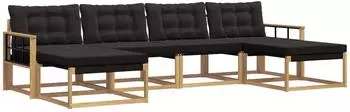 vidaXL Outdoor-Sofagarnitur mit Kissen, 6-tlg., wei&szlig; und schwarz (3388954)
