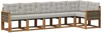 vidaXL Outdoor-Sofagarnitur 6-tlg. natur und hellgrau (3381979)