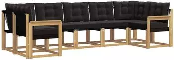 vidaXL Outdoor-Sofagarnitur mit Kissen, 7-tlg., wei&szlig; und schwarz (3389830)
