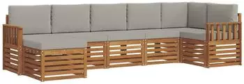 vidaXL Gartenlounge-Set 7-tlg., Akazienholz, natur/hellgrau (3375161)