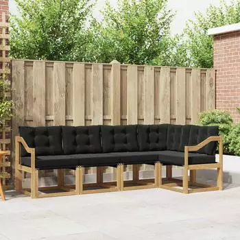 vidaXL Outdoor-Sofagarnitur mit Kissen, 5-tlg., wei&szlig; und schwarz (3389486)