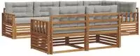vidaXL Outdoor-Sofagarnitur 7 stk. Nat&uuml;rlich und Hellgrau