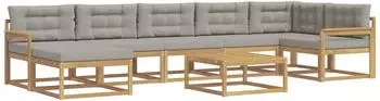 vidaXL Outdoor-Sofagarnitur 8-tlg., wei&szlig; und hellgrau (3386785)